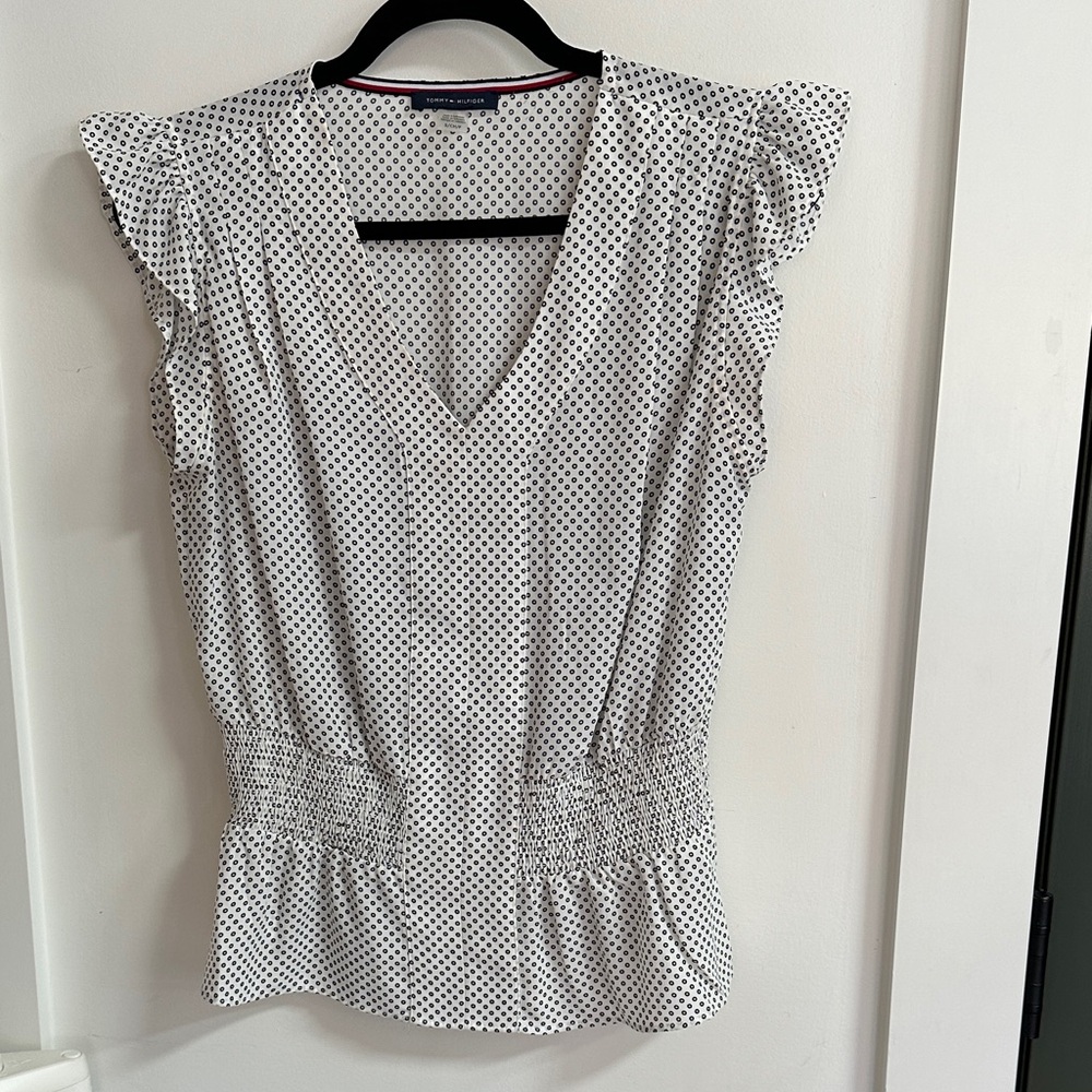 Tommy Hilfiger Black and White Polka Dot Blouse